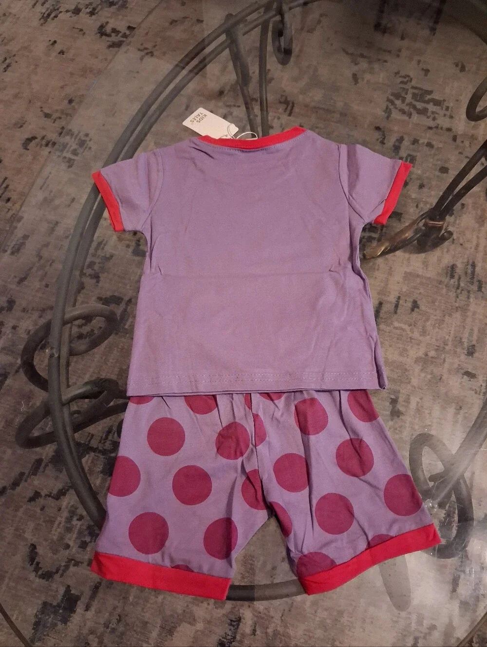 Lilac Kids Ladybug Short Sleeve Pajama Set with Pink Accents